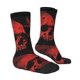 thumbnail image 2 of Zufioo Red And Black Abstract Skull Print Thigh High Socks,Knee High Socks For Women and men,Over the Calf Tube Socks.Athletic Socks, 2 of 6