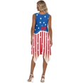 thumbnail image 2 of HELLHERO Star Stripe Design Sleeveless Sundress, Side Pockets Summer Sleeveless Dress Irregular Hem Comfort Asymmetric Hem Midi Dress for Holiday Events, 2 of 8
