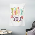 thumbnail image 1 of Thank You Tapestry, Modernistic and Sweet Lettering of a Phrase with Thankful Words Floral Hearts, Wall Hanging for Bedroom Living Room Dorm Decor, 40"W X 60"L, Multicolor, by Ambesonne, 1 of 2