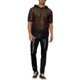 thumbnail image 2 of INSPIRE CHIC Sheer Mesh T-Shirts for Men's See Through Short Sleeves Club Tee Tops with Hood M Black, 2 of 4