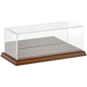 Plymor Clear Acrylic Display Case with Hardwood Base (Mirror Back), 9" W x 3.5" D x 3" H