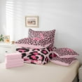 thumbnail image 5 of Manfei Kawaii Initial A Letter Bedding Comforter Set 7pcs, Pink Leopard Cheetah Print King Bedding Sets, Teens Kids Girls Women Reversible Bed Sheets, Ultra Soft Bedroom Decor, 5 of 7