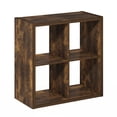 thumbnail image 1 of Furinno Cubicle Open Back Decorative Cube Storage Organizer, 4-Cube, Amber Pine, 1 of 6