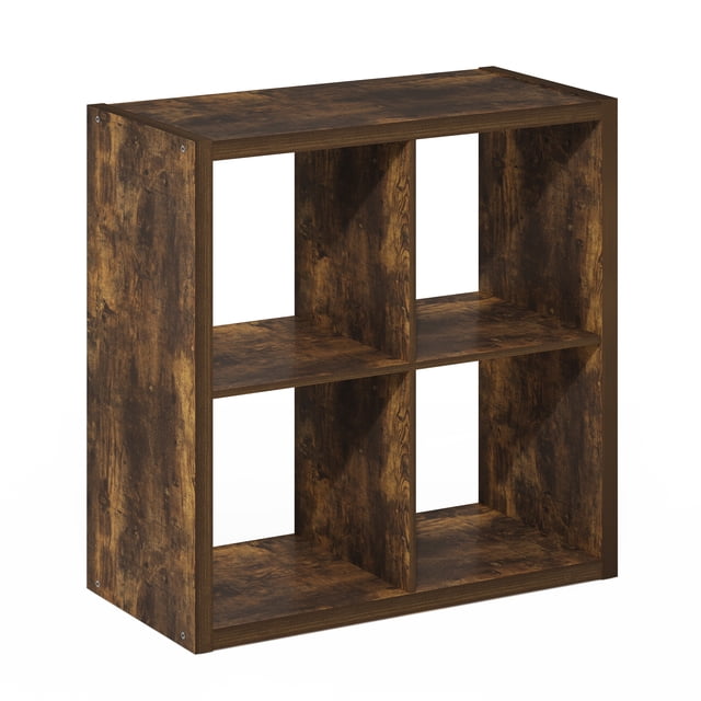 Furinno Cubicle Open Back Decorative Cube Storage Organizer, 4-Cube, Amber Pine