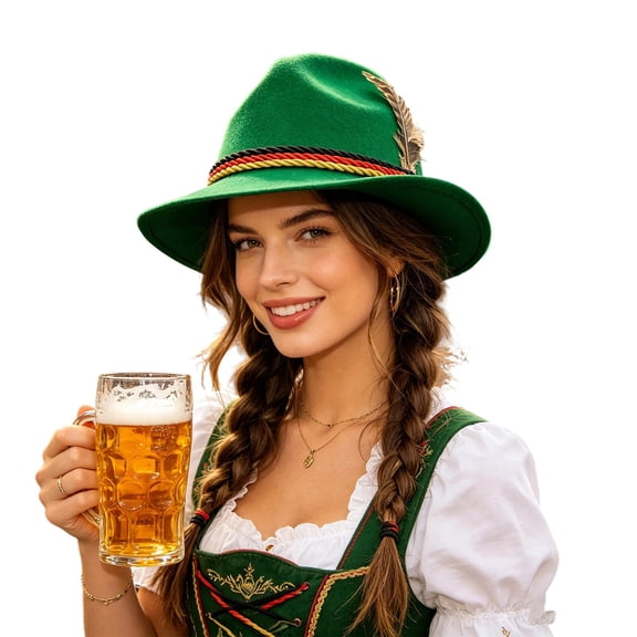 QSAWXQZ Unisex Bavarian Oktoberfest Hat Wide Brim Fedora Cap for Beer Festival Free Size