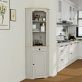 thumbnail image 6 of Lisonu 68" Tall Corner Cabinet with Drawer and Door, Antique White Farmhouse Storage Cabinet with Adjustable Shelves for Living Room, Kitchen, and Bathroom, 6 of 16