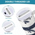 thumbnail image 3 of Yayeee 40oz Stainless Steel Tumbler with Straw and Handle Double-Wall Insulated Travel Water Bottle, Light Sharks, 3 of 8