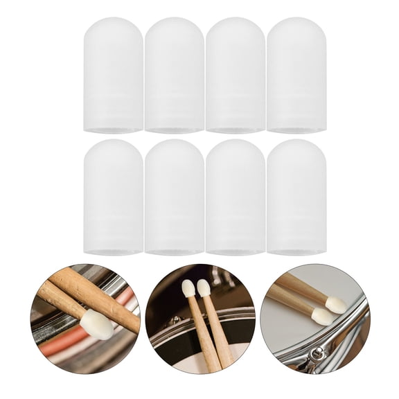 BESTOYARD 10Pcs Silicone Drumstick Caps White Lightweight Silent Tips for Drum Practice and Mute Drum Accessories
