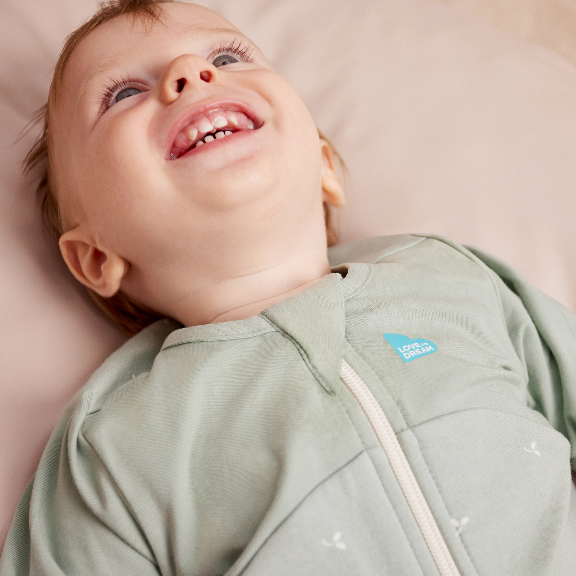 Love to Dream Long Sleeve Sleep Suit for Walking Wearable Blanket Organic Cotton Fleece 1.5 TOG, 6-12M, Olive Twigs