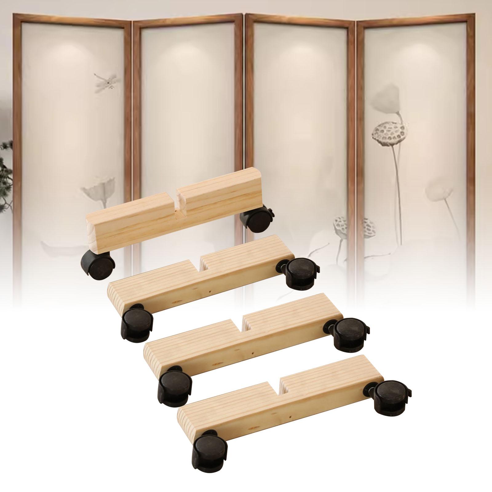 TISHITA 4 Pieces Privacy Screen Holder Privacy Screen Stand, Easy to Install Portable Decor Room Divider Stand for Living Room Office Wooden