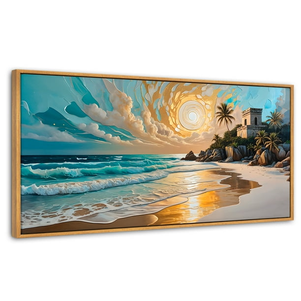 Cuadro Decorativo Marco Flotante Cielo sobre Tulum 120x60 Marco Madera