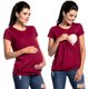 thumbnail image 3 of Jumpingount Camiseta de manga corta para mujer, camiseta de lactancia con cuello , ropa de lactancia Prendas para la parte del cuerpo Vino rojo M, 3 of 6