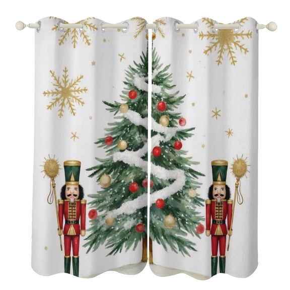 Christmas Nutcrackers And Tree Luxury Window Curtains Blinds for Living Room Bedroom Bathroom Kicthen Door Home Decor 2 Panels