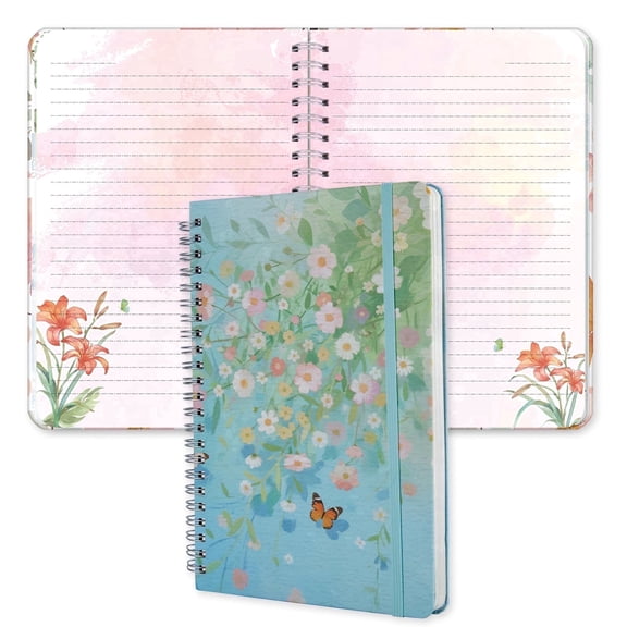 Siixu Floral Spiral Creative Journals with 1 Colorful Journal Notebok, Purple, 21 cm x 14.8 cm, 160 Pages