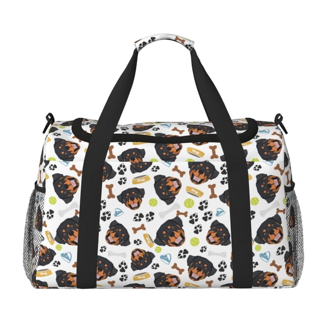 Balery Rottweiler Bolsa de Gimnasio para Mujeres, Bolsa de Viaje con Bolsillo Húmedo, Bolsa de Fin de Semana para Mujeres, Bolsa de Viaje Resistente al Agua