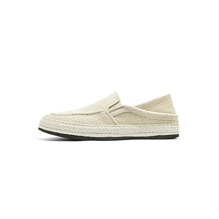 

UKAP Mens Shoes Slip On Loafers Flax Canvas Casual Shoe Comfortable Flats Men Loafer Round Toe Lightweight Beige 9
