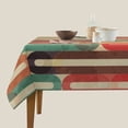 thumbnail image 3 of ZNDUO Square Waterproof Table Cloth, Washable Wrinkle Resistant Vintage Geometric Abstract Stripes Art Pattern Polyester Table Cover, 54"x54", 3 of 8