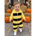 thumbnail image 5 of RUINIXCW Newborn Baby Girl Boy Halloween Bee Costume Cosplay Outfit Infant Fall Winter Clothes Snowsuit Fleece Jumpsuit Long Sleeve Zip Hooded Romper, 5 of 10