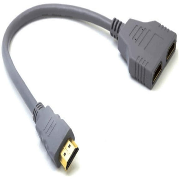 HDMI Cable 1080P HDMI Spliter Cable Port Male to 2 Female 1 in 2 Out Splitter Cable Adapter in HDMI HD,LED,LCD,TV 30CM(Grey)