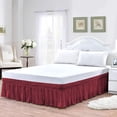 thumbnail image 2 of Pure Dreams Wrap Around Dust Ruffle Bed Skirt, 100% Microfiber, 30 Inch Drop, Easy Fit Elastic Strap- Burgundy King Size, 2 of 6