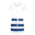 thumbnail image 5 of Viikei Plus Size Sleeveless Dress for Women V-Neck Stripe Splicing Sling Belt Midi Dress, 5 of 6