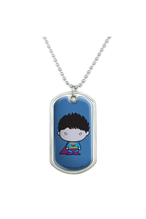 Superman Bizarro Cute Chibi Character Military Dog Tag Pendant Necklace with Chain