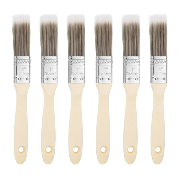 Uxcell 6Pcs Paint Brushes 1" Flat Paint and Chip Brushes for DIY Paint Flat Art Furniture Fences Deck Wall Trim, Brown