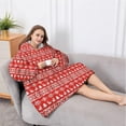 thumbnail image 5 of Oversized Wearable Blanket Hoodie,Red Christmas Folk Pattern Sherpa Blanket Hoodie with Super Pockets,Super Warm Fuzzy Pullover for Women & Men, 5 of 6