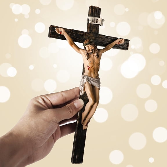 Crucifix Wall Cross,Jesus Cross Home Décor,Jesus Statue Catholic Hanging Crosses for Wall Art,Religious Wall Crucifix Decor,Crucifijos Catolicos Crosses Wall Decor 9.65 Inch