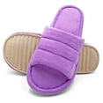 thumbnail image 2 of Lavra Women's Plush Terry Cloth Cozy Open Toe Slippers, 2 of 5