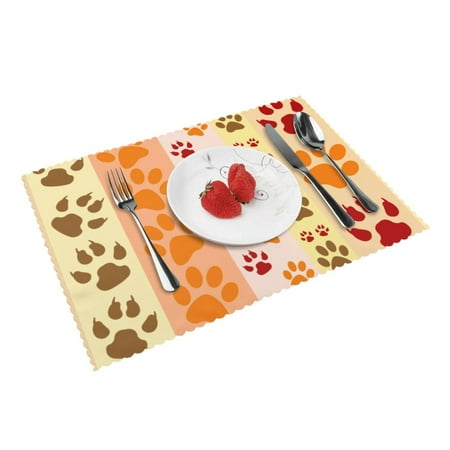 

Home Dog Paw Placemats Set Of 4 Washable Wipeable Place Mats Place Mats For Festival Parties Family Dinner (12 X 18inch)