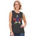 thumbnail image 4 of Heart Tank Top Women Patriotic Shirt American 4th of July Sleeveless Tops Blue, 4 of 5