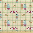 thumbnail image 2 of Umbrella Fabric by the Yard, Cartoon Illustration of Hippo Crab Beach Animals on Vacation, Upholstery Fabric for Dining Chairs Home Decor Accents, Pale Peach Multicolor by Ambesonne, 2 of 5