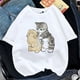 thumbnail image 3 of Camiseta Kawaii con estampado de tiburón y gato para mujer, remera coreana Harajuku de manga corta, playera con estampado de animales divertidos 2024, 3 of 5