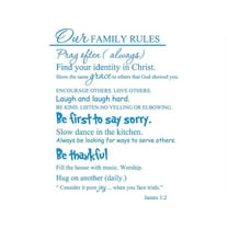 Blue 22" x 29" Our Family Rules... Vinyl wall art Inspirational quotes and saying home decor decal sticker