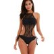 thumbnail image 1 of Trajes de baño de una pieza para mujer Trajes de baño con control de barriga Traje de baño de malla con cuello alto Traje de baño, Negro, M Feliz Sencillez, 1 of 5