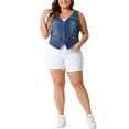 thumbnail image 2 of Agnes Orinda Women's Plus Size Denim Vest Sleeveless V Neck Washed Distressed Waistcoat Vests, 2 of 6