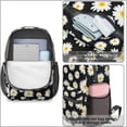 thumbnail image 4 of Daisy Pioneer Flower Black Pattern 17" School Backpacks for Teens,Waterproof Oxford Fabric,S-Shape Padded Straps for School,Travel,Hiking,Camping, 4 of 6
