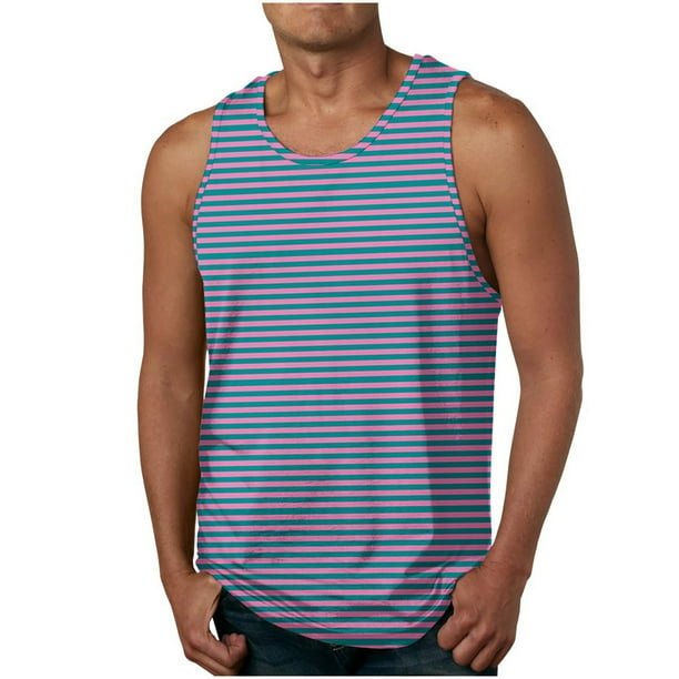 Tanques para Hombre para el Verano Solto Chaleco Impresión Deportivo Cuello Redondo, Casual