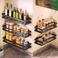 thumbnail image 2 of Fmxomd 1 Pack Wall Mounted Spice Rack, Spice Organizer Shelf for Stove Cabinet Pantry Door,Screw or Adhesive Spice Shelf Hanging Wall Spice Rack in Kitchen and RV (Black), 2 of 9