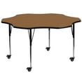 thumbnail image 1 of Mobile 60'' Flower Oak Thermal Laminate Activity Table - Standard Height Adjustable Legs, 1 of 3
