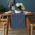 thumbnail image 2 of Navy Blue Geometric Table Runner - 108 Inch Long, Kitchen Dining Table Runner Dresser Scarves, Modern Pure Color Abstract Striped Farmhouse Decor for Coffee Tables Wedding Party Banquet, 2 of 8
