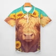 thumbnail image 3 of Highland Cow with Sunflowers Men Zipper T-shirt Summer Casual Short Sleeve T-shirt Top, 3 of 7