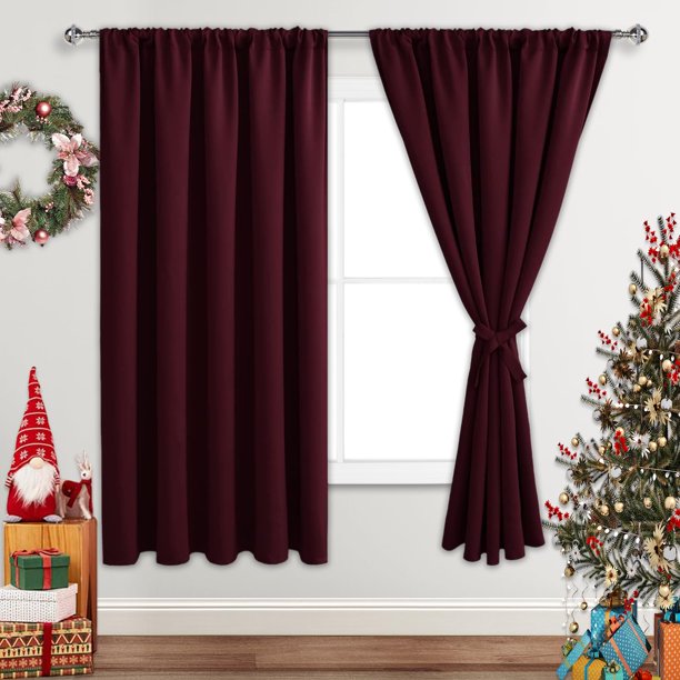 Jiuzhen Cortinas Opacas Navideñas Para Dormitorio, Aislamiento Térmico, Oscurecimiento De La Habitación, Reducción De Ruido, 70 X 63 Pulgadas De Largo, Cortinas Para Sala De Estar, Juego De 2 Paneles