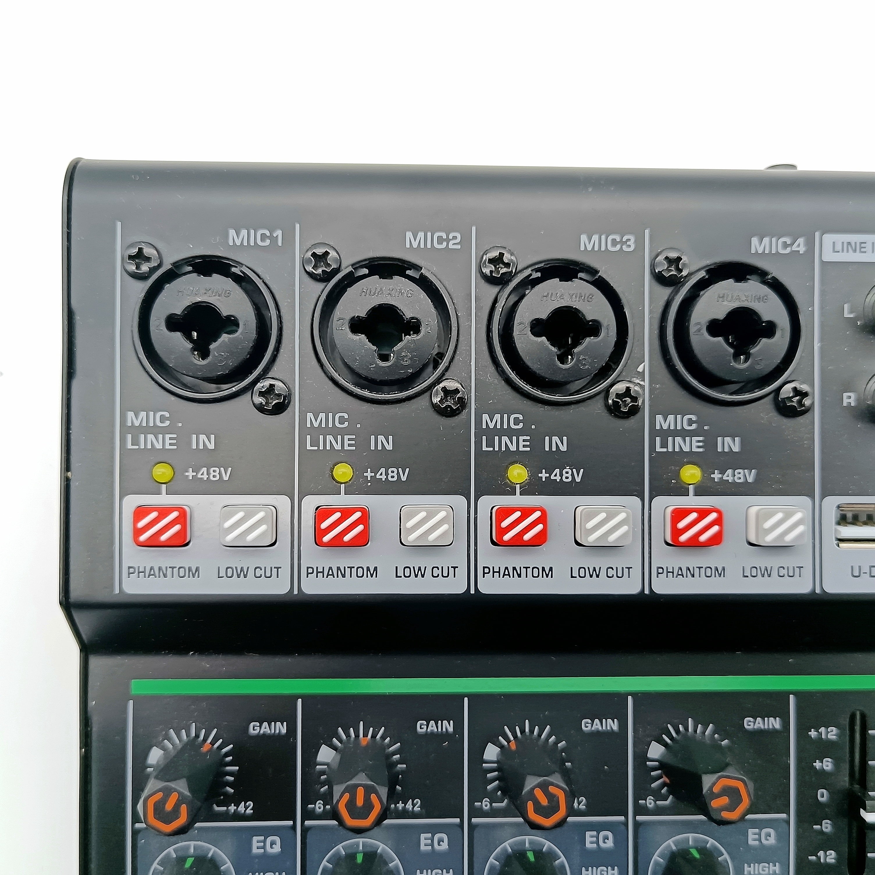 6 Channel DJ Mixer Individual 48V Output Mixing Console 7 Band EQ 99 Effect USB Bluetooth