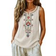 thumbnail image 5 of Womens Summer Tops Loose Embroidered Sleeveless V Neck Cotton Linen Tank Tops for Women Beige L, 5 of 7