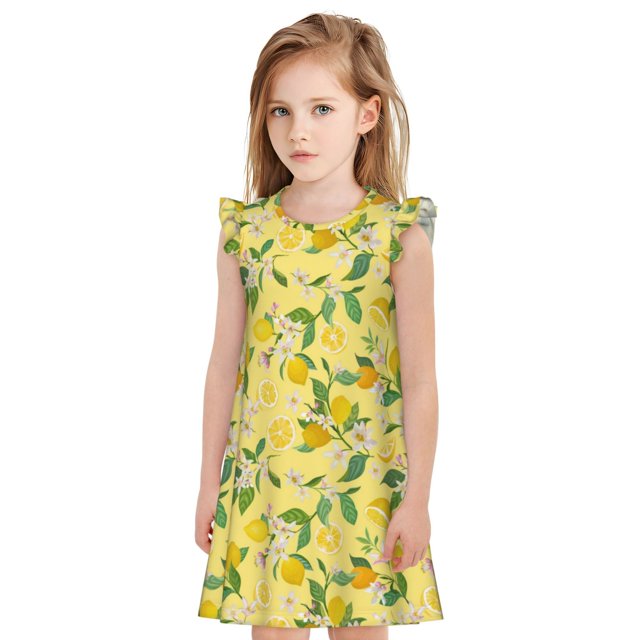 Balery Lemon (2) Camisón de princesa para niñas, pijama de algodón con mangas abullonadas, suave y bonito.-XX-Large