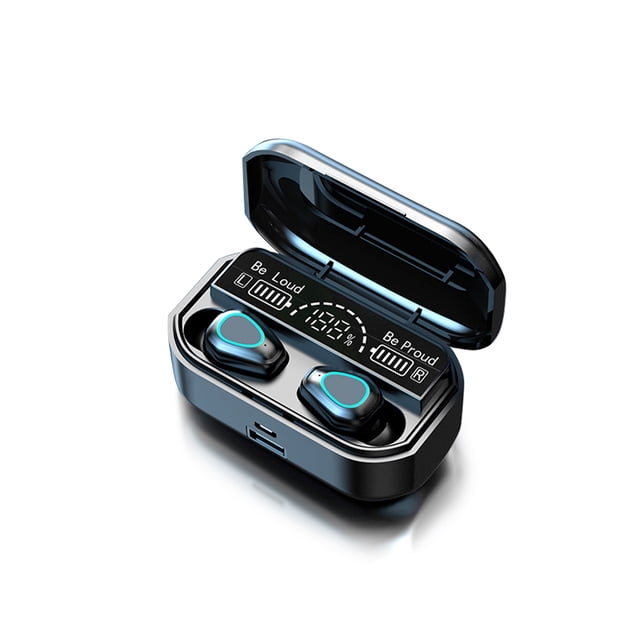 Azultooth Compatible v5.2 Auriculares Verdadera pantalla digital LED inalámbrico en auriculares recargables de orejas Auriculares libres de manos libres Inevent EL018304-01B