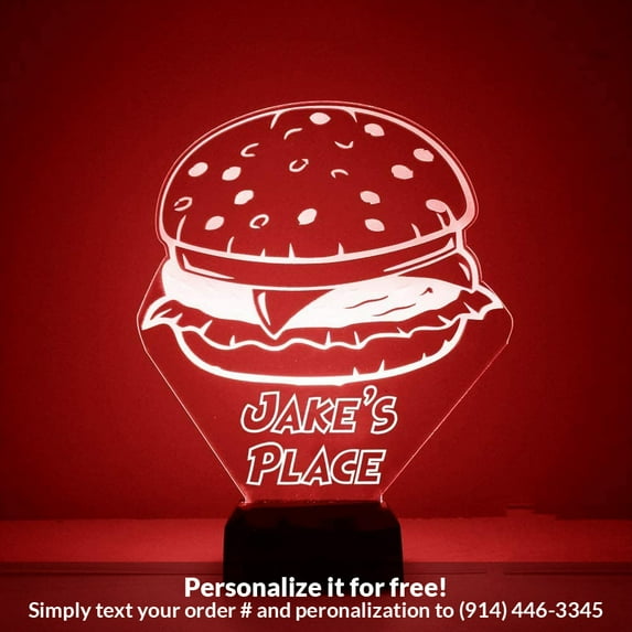 Mirror Magic Store Hamburger Color Changing Personalized LED Light with Remote Control