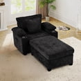 thumbnail image 2 of KINFFICT Accent Chair with Ottoman, Indoor Chaise Lounge with USB and Storage, Cozy Living Room Lounge Chair, Black Chenille, 2 of 8